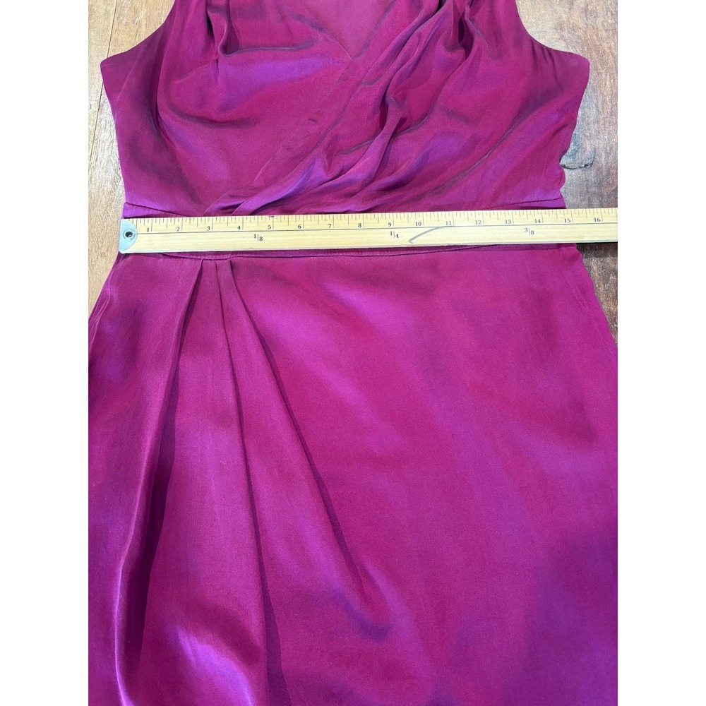Josef bright pink 100% silk dress ruched womens' size medium party wedding guest - Picture 4 of 9
